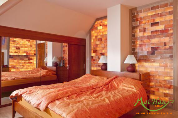 phòng ngủ ốp đá muối himalaya Đá muối Himalaya trong thiết kế nội thất