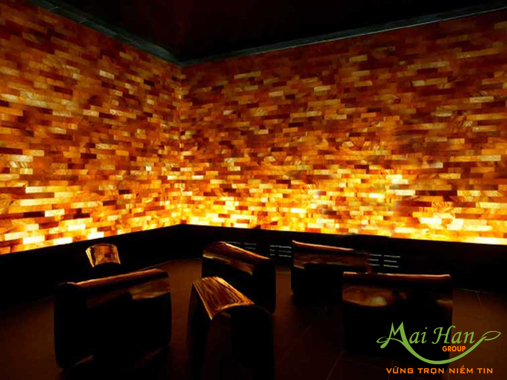 Phòng thư giãn ốp đá muối Himalaya Đá muối Himalaya trong thiết kế nội thất