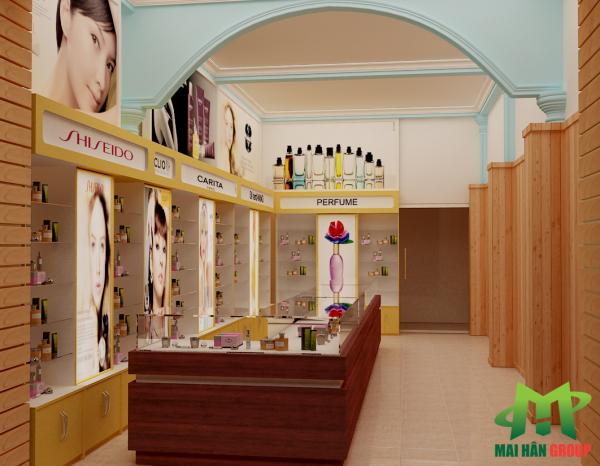 Quấy trưng bày mỹ phẩm  cao cấp Ngọc My do Mai Hân Group thiết kế, thi công