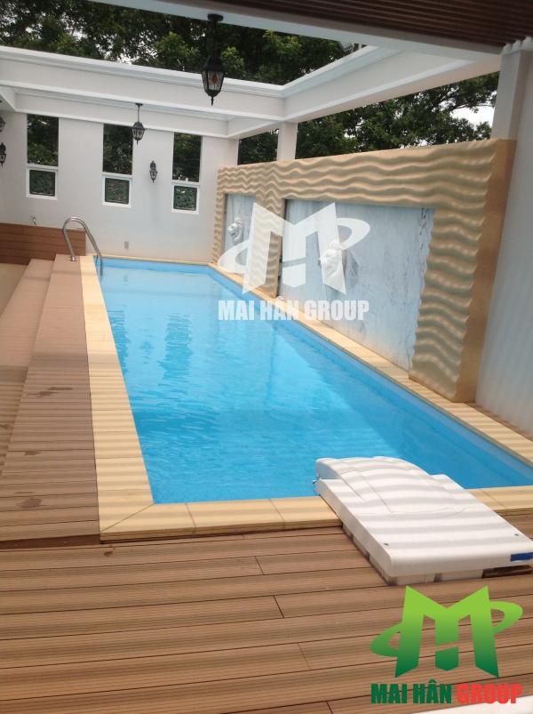 Hồ bơi gia đình hướng nhìn xéo để thấy được tổng thể