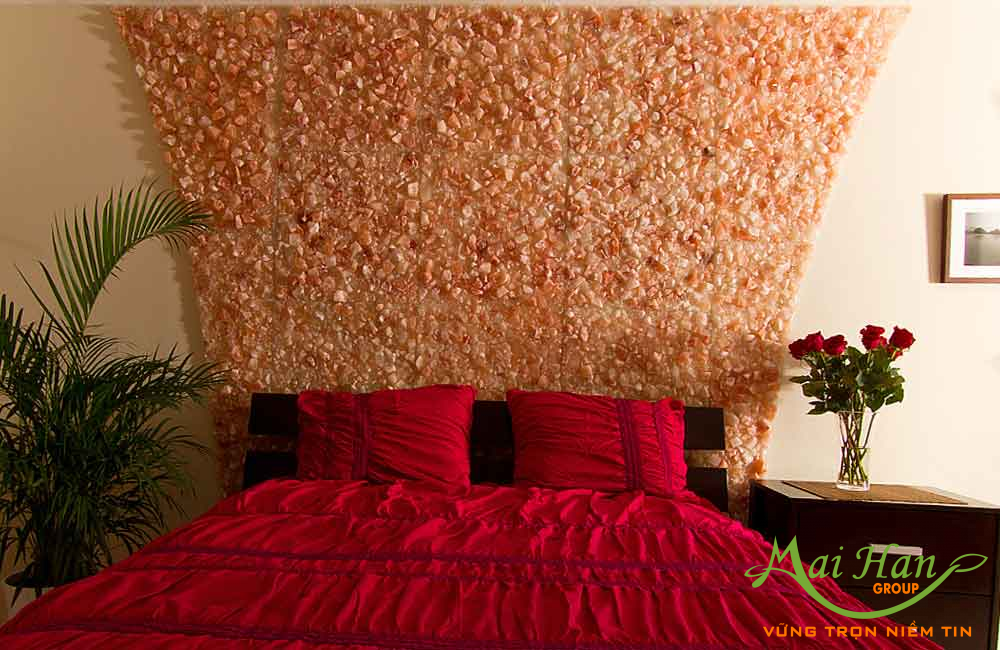 Phòng ngủ ốp đá muối Himalaya Đá muối Himalaya trong thiết kế nội thất