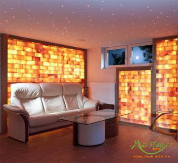 phòng khách ốp đá muối Himalaya Đá muối Himalaya trong thiết kế nội thất