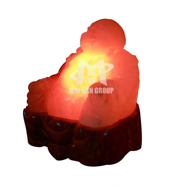 Đèn đá muối hình tượng Phật Di Lặc ngồi	